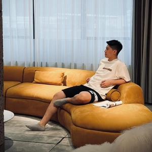 Ensemble canapé-lit 2 places Designer Baxter Arc <span class=keywords><strong>Piaf</strong></span> haut de gamme grande couche plate en cuir pour villas appartements bois une couche supérieure de siège - Product Image 2