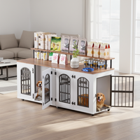 Cage à chien double moderne en bois massif de 71 pouces, cage à chien pour grands chiens, cage intérieure robuste, séparateur amovible, verrouillable