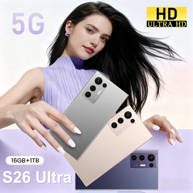 Unlocked Phone 6.8 Inch S26Ultra Android Smartphone Realme 464 Pul Scean Infinix Zero 5G Phone with HD 5G Mobile LTE Cellular