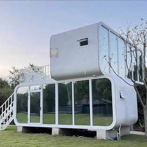 Capsule de camping mobile moderne en acier léger préfabriqué |   Maisonnette écologique pour station balnéaire, idéale pour les séjours de luxe dans les lieux touristiques - Product Image 4
