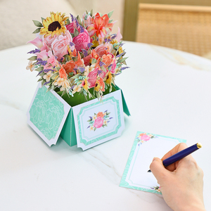 Lovely 3d <strong>Thinking</strong> of <strong>You</strong> Thank <strong>You</strong> Sunflower Bouquet Pop up Flower Greeting Card - Product Image 6