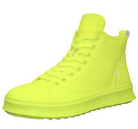 Baskets décontractées à plateforme en cuir verni haut de gamme pour hommes, chaussures de style Mid/High Top adaptées aux étudiants et aux hommes