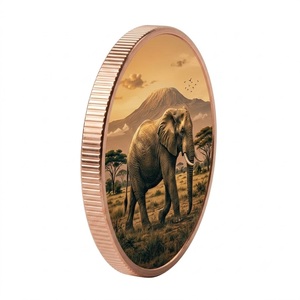 Moneta commemorativa in rame con stampa UV fotorealistica di un squisito elefante africano, ideale come souvenir per parchi faunistici - Product Image 3
