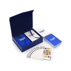 Chất lượng cao giá bán buôn tùy chỉnh in logo của riêng bạn đôi decks chơi thẻ với PU da hộp Poker thẻ - Product Image 2