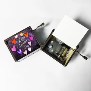 Boîte à musique personnalisée faite à la main sublimation MDF ébauches DIY cadeau pour la Saint Valentin