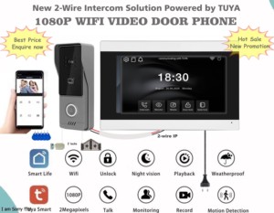 Nuevo Videoportero Económico con Conexión Wifi Tuya, Intercomunicador <span class=keywords><strong>de</strong></span> <span class=keywords><strong>2</strong></span> Cables, Grabación <span class=keywords><strong>de</strong></span> Imagen, Registro <span class=keywords><strong>de</strong></span> Memoria, Detección <span class=keywords><strong>de</strong></span> Movimiento, <span class=keywords><strong>2</strong></span> Desbloqueos - Product Image 1