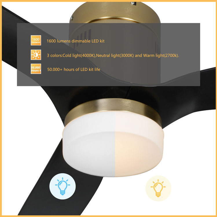 52inch Luxury Europe style ceiling fan for home decorative DC ceiling fan with LED light