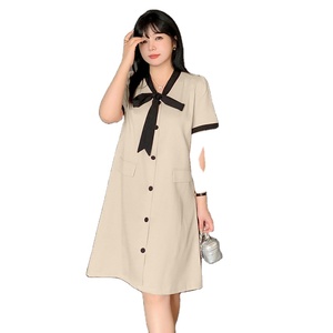 Grande taille femmes petit Style parfumé à lacets robe douce 2025 été nouvelle viande couverte jupe trapèze - Product Image 1