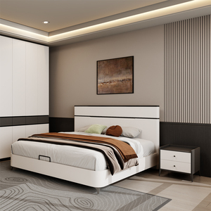 Set di Mobili Moderni di Lusso per <span class=keywords><strong>Camera</strong></span> da <span class=keywords><strong>Letto</strong></span>, <span class=keywords><strong>Letto</strong></span> King Size in Legno Classico con Ampio Spazio di Stoccaggio, Suite Principale Completa e Minimalista - Product Image 2