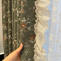 Nouveaux rideaux occultants en chenille polyester à motif floral vert, style vintage américain rétro français du milieu du siècle, lavables en machine pour