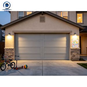 Porte de <span class=keywords><strong>garage</strong></span> <span class=keywords><strong>sectionnelle</strong></span> en acier peint, bleu clair, à panneaux plats, isolée, <span class=keywords><strong>motorisée</strong></span>, antivol, télécommandée, pour maison en briques - Product Image 2