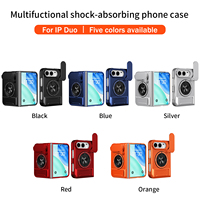 360 °   Coque de protection antichoc double couche TPU+PC avec béquille rotative et pliable, anti-chute et anti-rayures pour iPhone Duo