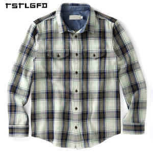 เสื้อเชิ้ตผ้าสักหลาดลายสก็อตสไตล์วินเทจสำหรับผู้ชาย ผ้าฝ้าย 100% แขนยาว สวมใส่สบาย เหมาะสำหรับฤดูใบไม้ร่วง เป็นมิตรกับสิ่งแวดล้อม ระบายอากาศได้ดี ไม่ยับง่าย - Product Image 5