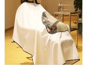 Capa de Peluquería Profesional con Ventana Transparente, Impermeable, de Alta Gama, en Blanco y Negro - Product Image 4