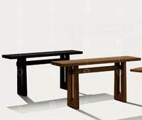 Console d'entrée moderne en bois massif, table noire minimaliste pour salon avec comptoir mural