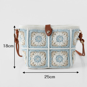 Bolso Bandolera de Ganchillo Hecho a Mano, Estilo Floral Japonés <span class=keywords><strong>Coreano</strong></span>, Correa de Algodón, Unisex, con Cierre de Hebilla, para Uso Diario - Product Image 4