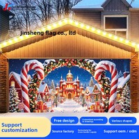 Nouveau drapeau de Noël transfrontalier en polyester pour porte de garage, thème Père Noël festif, bannière de vacances grand format et grande taille
