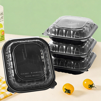 LOKYO Großhandel Wiederverwendbare Stapelbare Schwarze Meal-Prep-Behälter Mikrowellengeeignete To-Go Lebensmittelaufbewahrung Bento-Box mit Transparenten Deckeln