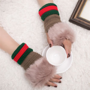 Hot Sale Women <b>Gloves</b> Winter Plush Faux <b>Fur</b> Knitted Keep Warm G218A - Product Image 5