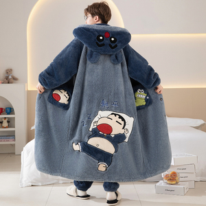 Conjuntos de ropa de dormir Pijamas de invierno Camisón de felpa para hombres Pantalones Pijamas gruesos Ropa de casa para jóvenes y de mediana edad - Product Image 5