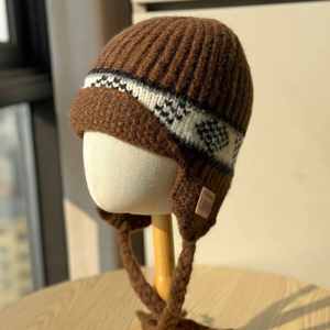 Autumn and <b>Winter</b> Red Knitted Flying Hat, Christmas Embroidery, Ear protection Hat, Warm and Cozy Woolen <b>Cap</b> - Product Image 3