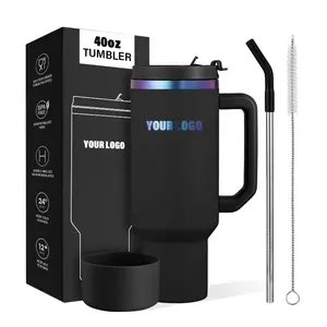 Most Popular Lead Free Adventure Quencher Insulated Travel Mug 40oz Black Chroma Tumbler With Handle And Straw