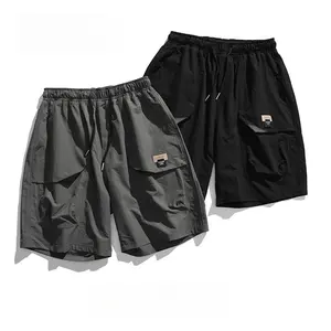 custom High Quality 100% cotton cargo Men's Shorts Garment Dyed Elastic Waist Wholesale vintage Lightweight basketball Shorts