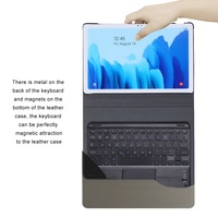 Tablet Keyboard Portabel Bluetooth, Dudukan Sentuh Nirkabel dengan Casing Kulit Ringan 7 9 10 Inci untuk iPad iPhone