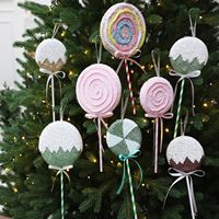 Décoration de Noël de haute qualité : Modèle boule de bonbons rose, pendentif macaron, sucette cône colorée pour fête