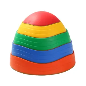 Juego de piedras de plástico para entrenamiento sensorial para niños, juguetes de entrenamiento de equilibrio de arcoíris de plástico, venta al por mayor, 5 uds.