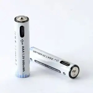 新型微型Usb充电3a电池1.5v 600mWh C型锂离子三重A尺寸AA AAA环保充电电池