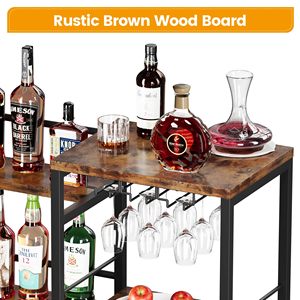 Mueble <span class=keywords><strong>Bar</strong></span> para Licores, Independiente, con Soporte para Vasos y Rejillas, Estante Trapezoidal para Exhibición de Botellas de Licores - Product Image 5
