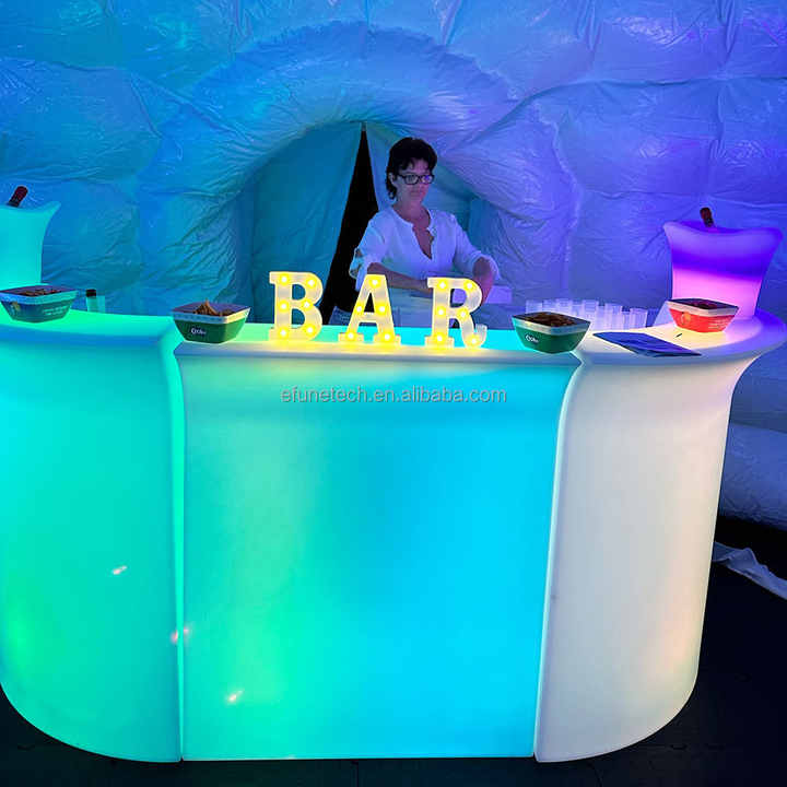 LED照明付き屋外カクテルテーブル、16色の変化モード、照明付き
