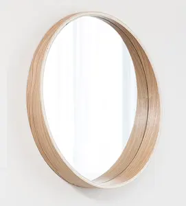 2020 批发月牙形 Mdf 实木框架镜子圆形时尚化妆镜家居装饰镜子 50 号, 60，70，80，90