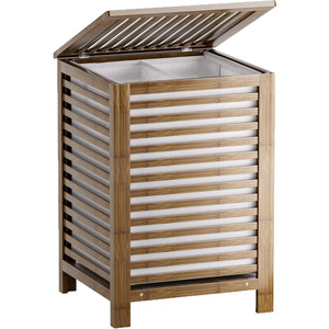 Bamboo Storage <b>Basket</b> Rectangle Flip Top Laundry Organizer For Bathroom And Laundry Room Clothing Storage - Product Image 5