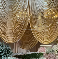 Muwei Rideau de plafond professionnel moderne et luxueux en soie de lait pour mariage, draperie, baldaquin, rideau de fond pour événements et banquets