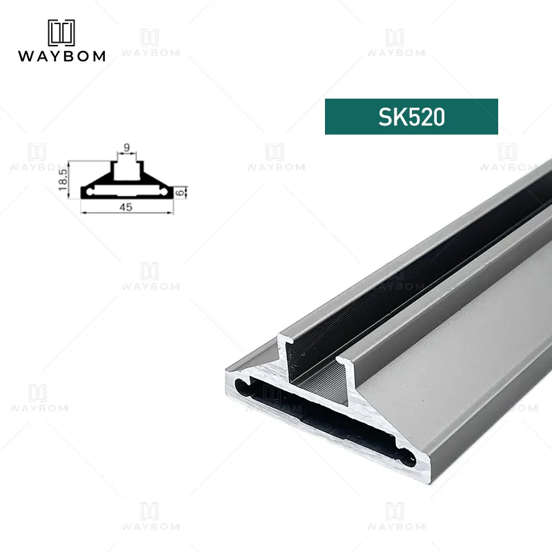 Waybom 45 Minimalist Modern Custom Bathroom Interior Narrow swing Sliding door Frame Aluminum Profile Glass Sliding Door Slim