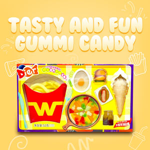 Caramelos OEM al por mayor con etiqueta privada personalizada Halal Bonbons Gummy Set helado Hamburgo patatas fritas gelatina suave dulces niños caramelo juguete - Product Image 1