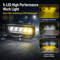 Lampe de travail LED à 4 lentilles DC 12V-60V, double couleur jaune et blanc, faisceau haut et bas, étanche, pour conduite tout-terrain, camion, SUV, VTT
