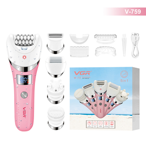 Depiladora VGR V-759 IPX6 para Mujer, Afeitadora Eléctrica, Kit de Cuidado Personal, Eliminación de Callosidades para Rostro, Cuerpo, Ingle, Recortadora de Vello, Depilación de Bikini - Product Image 1
