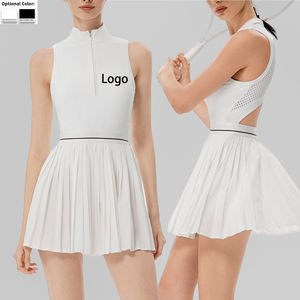 تنورة رياضية جديدة مضادة للتعرض مع تنورة تنس بسحاب أمامي للجري واللياقة البدنية فستان بفتحات تهوية بأربطة للنساء - Product Image 1