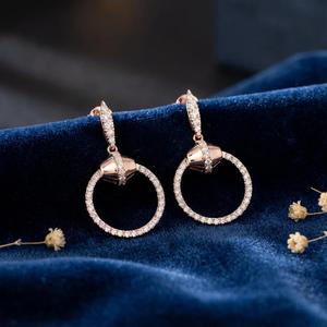 ต่างหูเพชรทรงหยดน้ำ Ananta Circle - ทอง 9k, 14k, 18k - Product Image 1