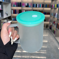 Nouveauté : Mug en verre à sublimation de 15 oz et 17 oz, transparent ou givré, pour café, lait, avec couvercles et poignée colorés