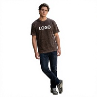 T-shirt Homme Vintage en Coton Épais 300 g/m² Délavé à l'Acide Coupe Boxy Streetwear Tailles US S-4XL