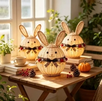 Luminaire suspendu décoratif en rotin en forme de lapin pour Noël, idéal pour la décoration de la maison, du salon, de la chambre à coucher, accessoires de décoration, vente en gros