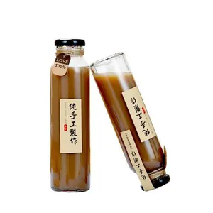 Manufacturer Customized 250ml 300ml 500ml Beverage Glass Bottle Juice Cold Brew Coffee Milk Glass Bottle Glass Jar With Cap