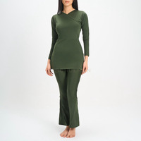 Aschulman Maillot de Bain Modeste Femme Ensemble 2 Pièces Séchage Rapide Haut et Pantalon Burkini Modeste Personnalisé