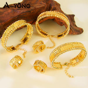 Ayong moda takı bileklik yüzük setleri lüks Dubai 21k altın kaplama açık altın boncuk takı setleri kadınlar düğün parti için - Product Image 2