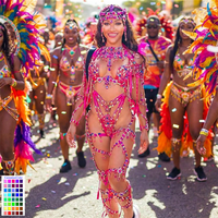 2027 Luxuriöser Karibischer Karneval Kristallperlen-Bodysuit Rosa Edelstein-Outfit Benutzerdefiniertes Logo Montag-Modekleidung Jouvert Fete Kostüm Fabrik OEM
