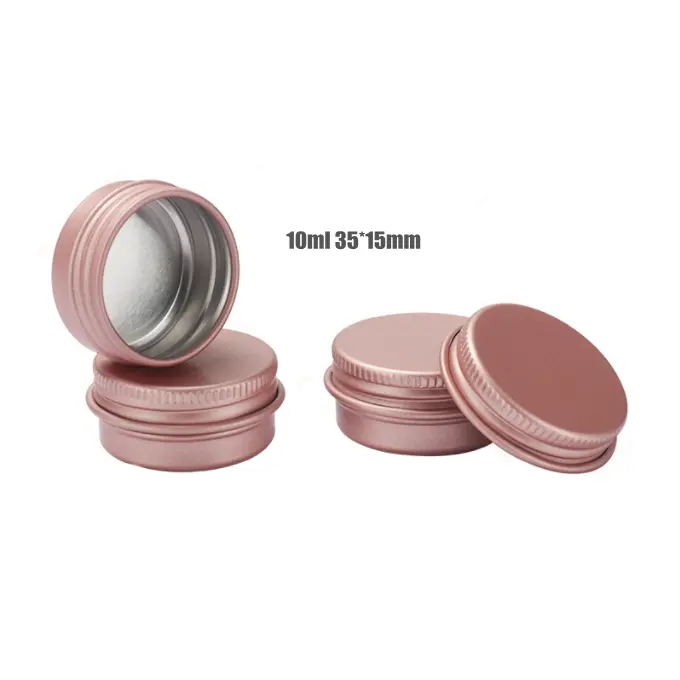 Personalizza la stampa logo 10ml 35*18mm oro rosa candy-case vasetto per crema cosmetica barattolo di alluminio latta di metallo